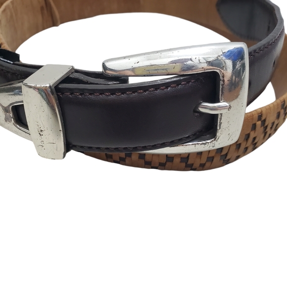 Brighton Onyx Braided Brown Belt Silver Buckle Western Hunting - Picture 5 of 14